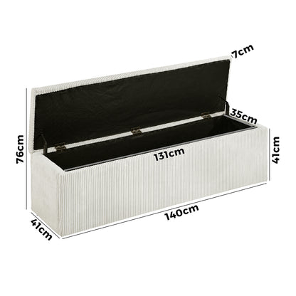 Oikiture Storage Ottoman Blanket Box XL Polyester Beige-Ottoman-PEROZ Accessories
