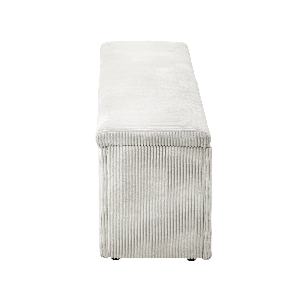 Oikiture Storage Ottoman Blanket Box XL Polyester Beige-Ottoman-PEROZ Accessories