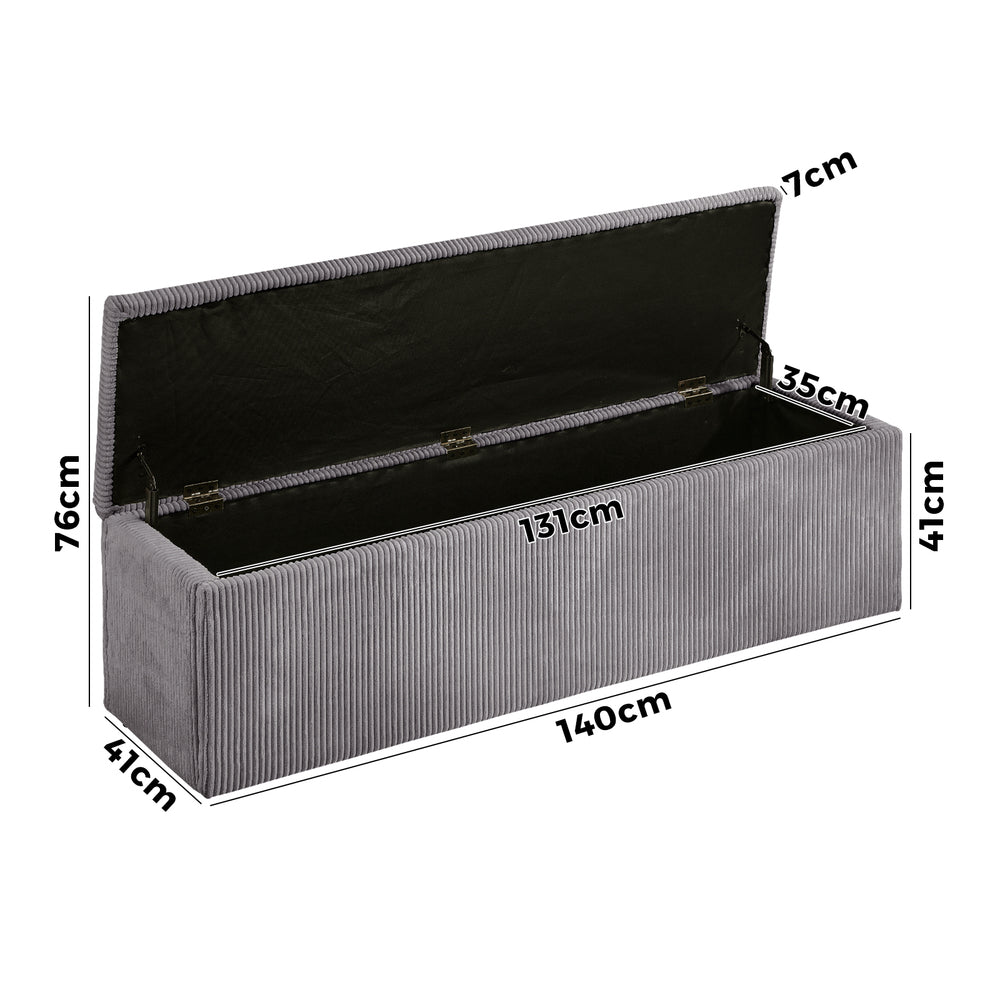 Oikiture Storage Ottoman Blanket Box XL Polyester Grey-Ottoman-PEROZ Accessories