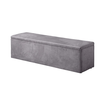Oikiture Storage Ottoman Blanket Box XL Polyester Grey-Ottoman-PEROZ Accessories