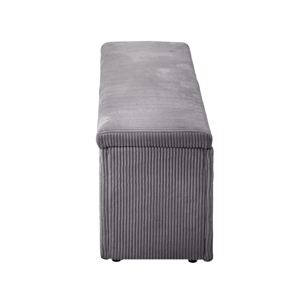 Oikiture Storage Ottoman Blanket Box XL Polyester Grey-Ottoman-PEROZ Accessories