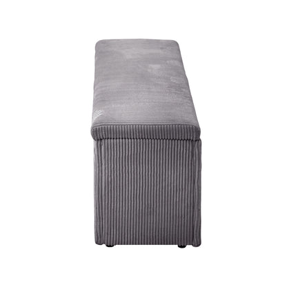 Oikiture Storage Ottoman Blanket Box XL Polyester Grey-Ottoman-PEROZ Accessories