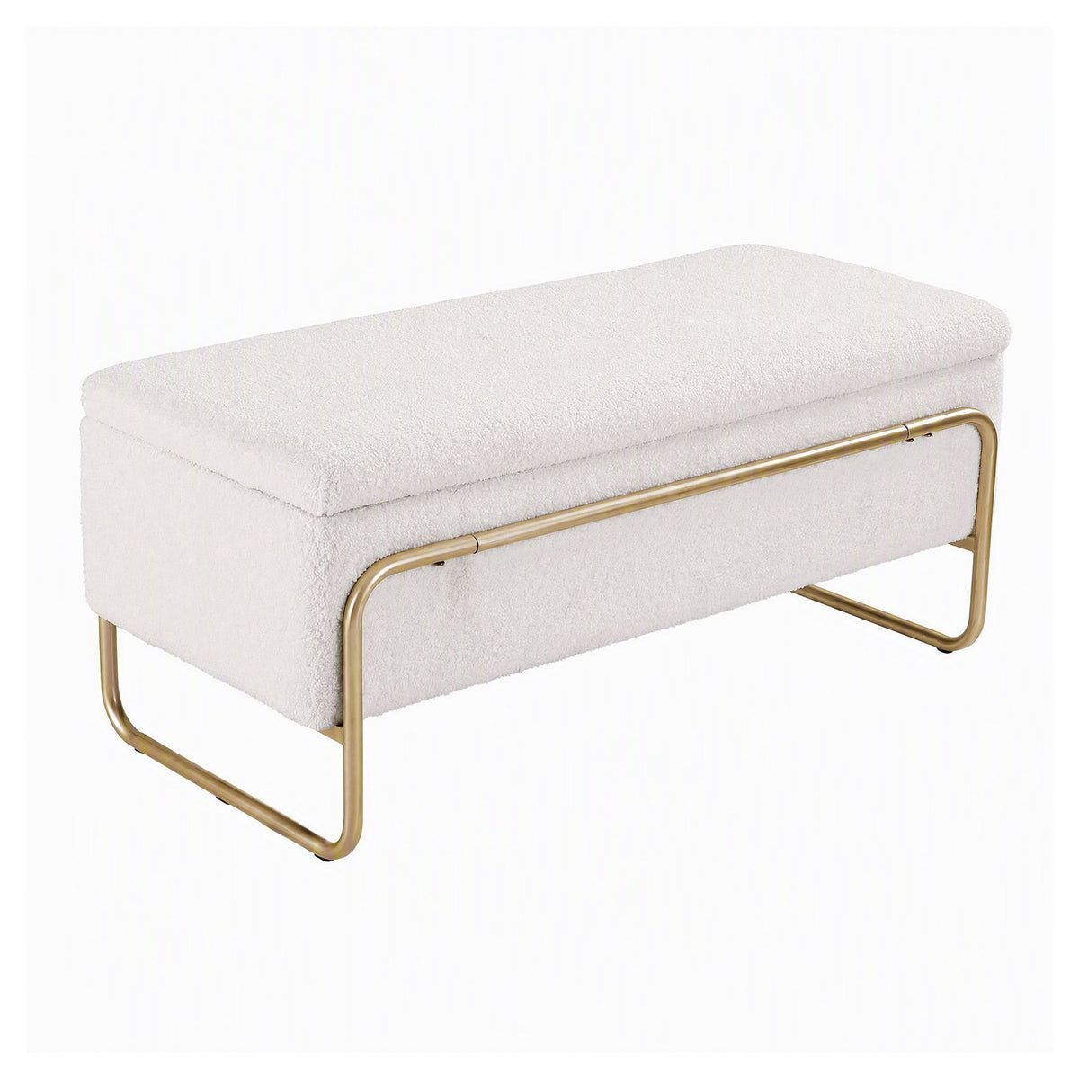Artiss Storage Ottoman Boucle Padded Seat Footrest Hidden Storage Cream White-Furniture > Living Room > Ottomans &amp; Footstools-PEROZ Accessories