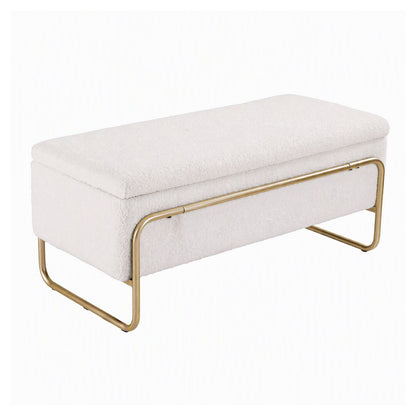 Artiss Storage Ottoman Boucle Padded Seat Footrest Hidden Storage Cream White-Furniture > Living Room > Ottomans &amp; Footstools-PEROZ Accessories