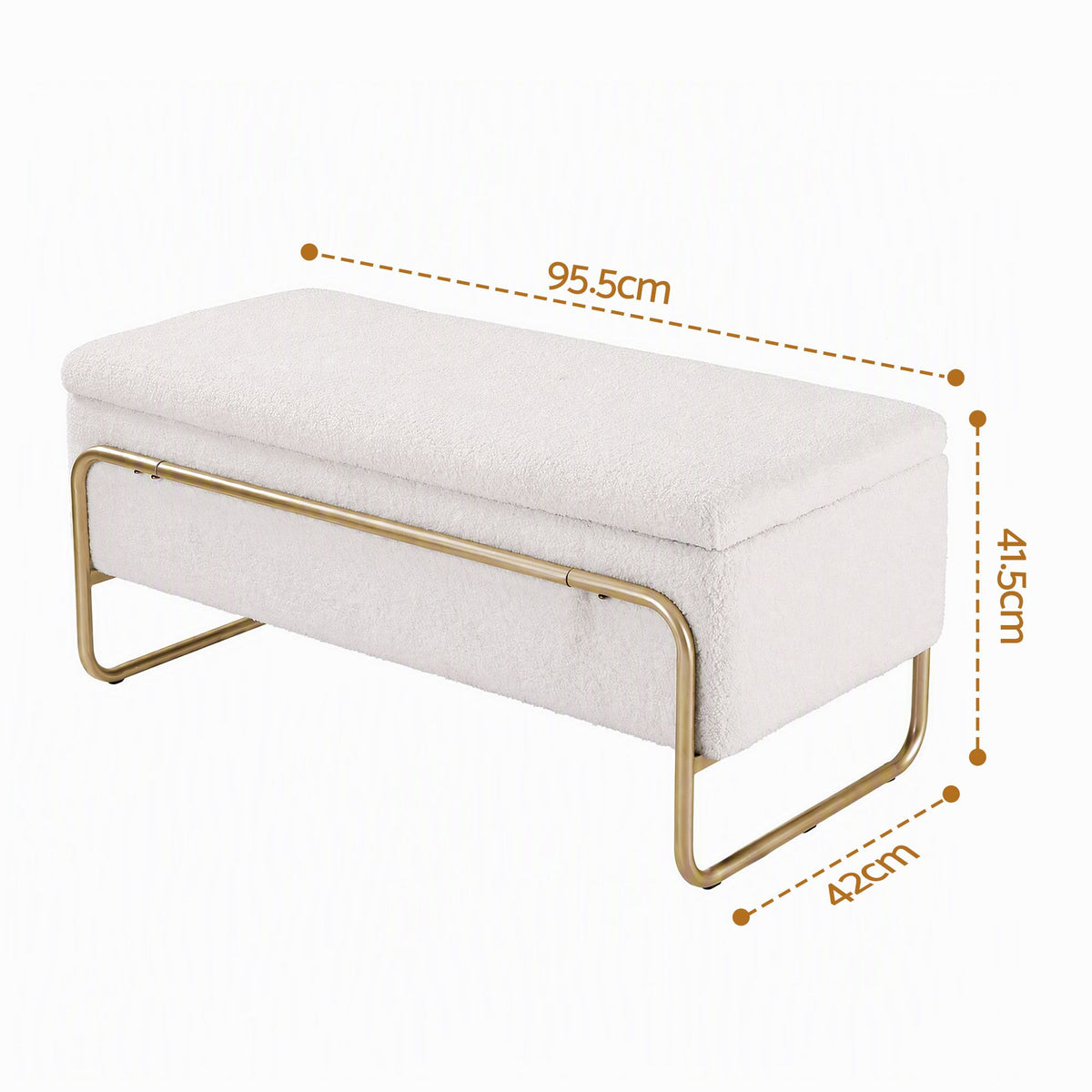 Artiss Storage Ottoman Boucle Padded Seat Footrest Hidden Storage Cream White-Furniture > Living Room > Ottomans &amp; Footstools-PEROZ Accessories