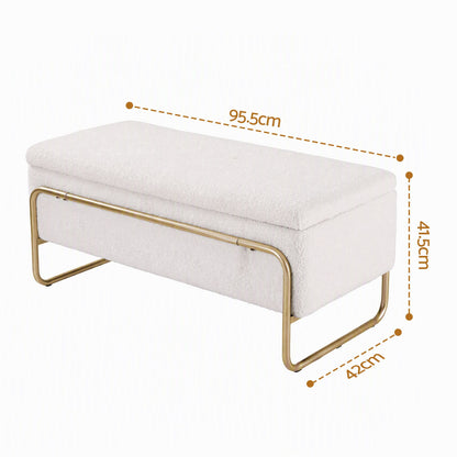 Artiss Storage Ottoman Boucle Padded Seat Footrest Hidden Storage Cream White-Furniture > Living Room > Ottomans &amp; Footstools-PEROZ Accessories