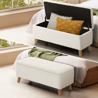 Oikiture Storage Ottoman, 97 x 40 x 40 Footrest Stool Bench Padded Seat Storage Box Home Bedroom Furniture-Ottoman-PEROZ Accessories