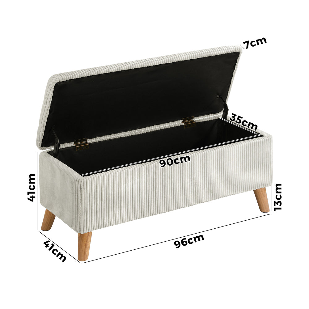 Oikiture Storage Ottoman Blanket Box LARGE Polyester Beige-Ottoman-PEROZ Accessories