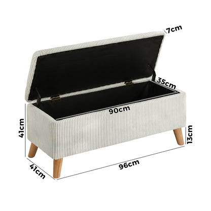 Oikiture Storage Ottoman Blanket Box LARGE Polyester Beige-Ottoman-PEROZ Accessories