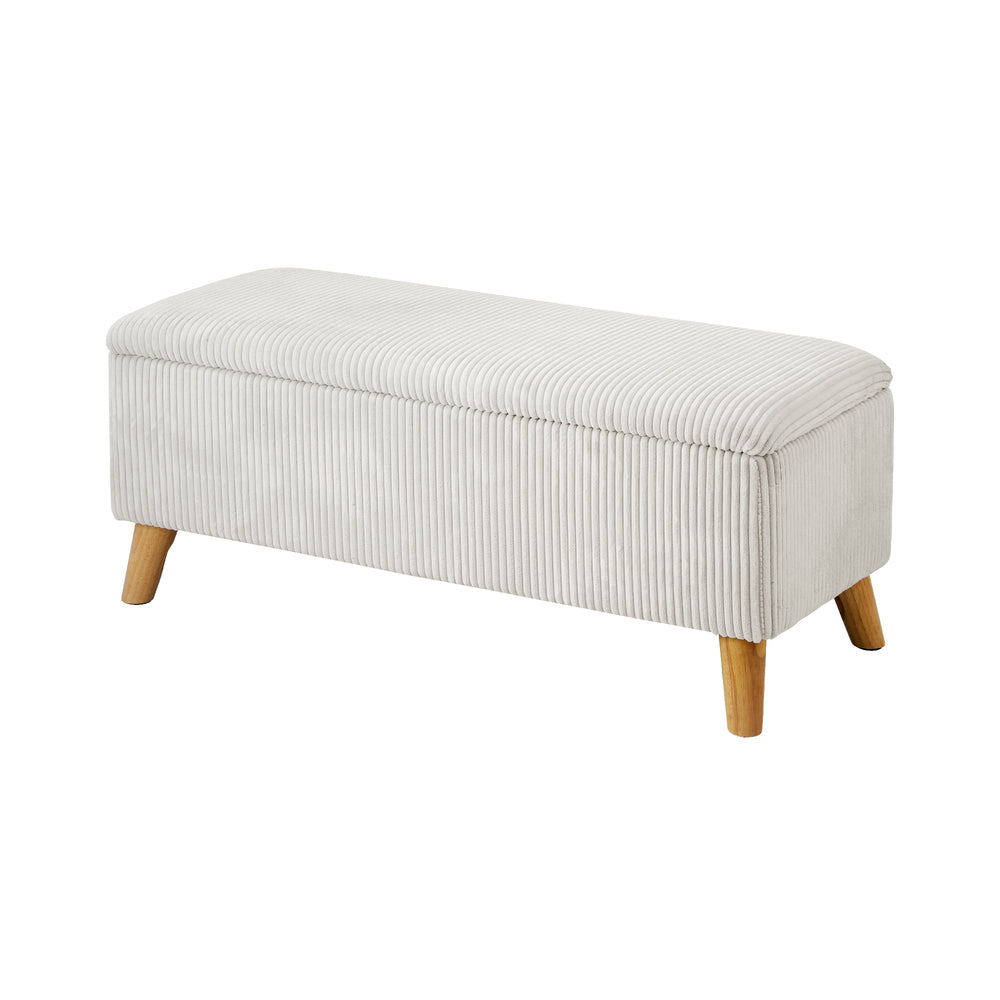 Oikiture Storage Ottoman Blanket Box LARGE Polyester Beige-Ottoman-PEROZ Accessories
