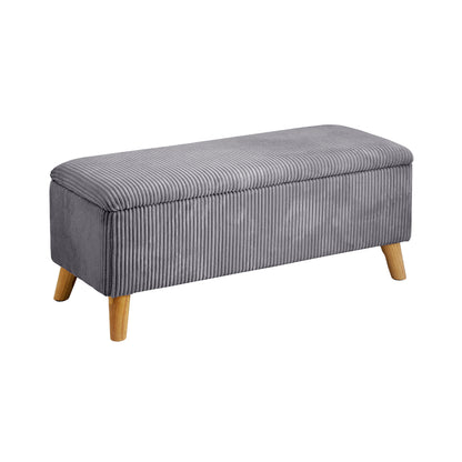 Oikiture Storage Ottoman Blanket Box LARGE Polyester Grey-Ottoman-PEROZ Accessories