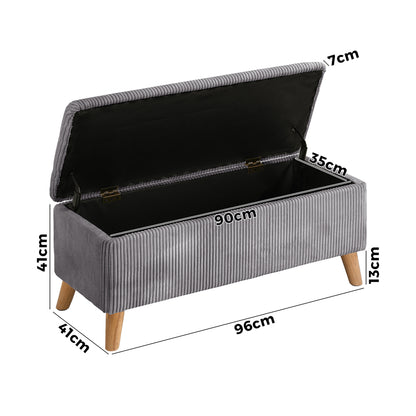 Oikiture Storage Ottoman Blanket Box LARGE Polyester Grey-Ottoman-PEROZ Accessories