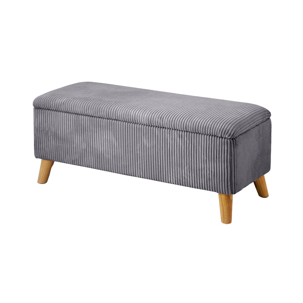 Oikiture Storage Ottoman Blanket Box LARGE Polyester Grey-Ottoman-PEROZ Accessories