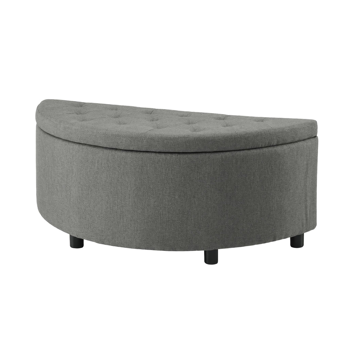 Artiss Storage Ottoman Bench Linen Fabric Tufted Half Round Footstool Grey-Furniture > Living Room > Ottomans &amp; Footstools-PEROZ Accessories