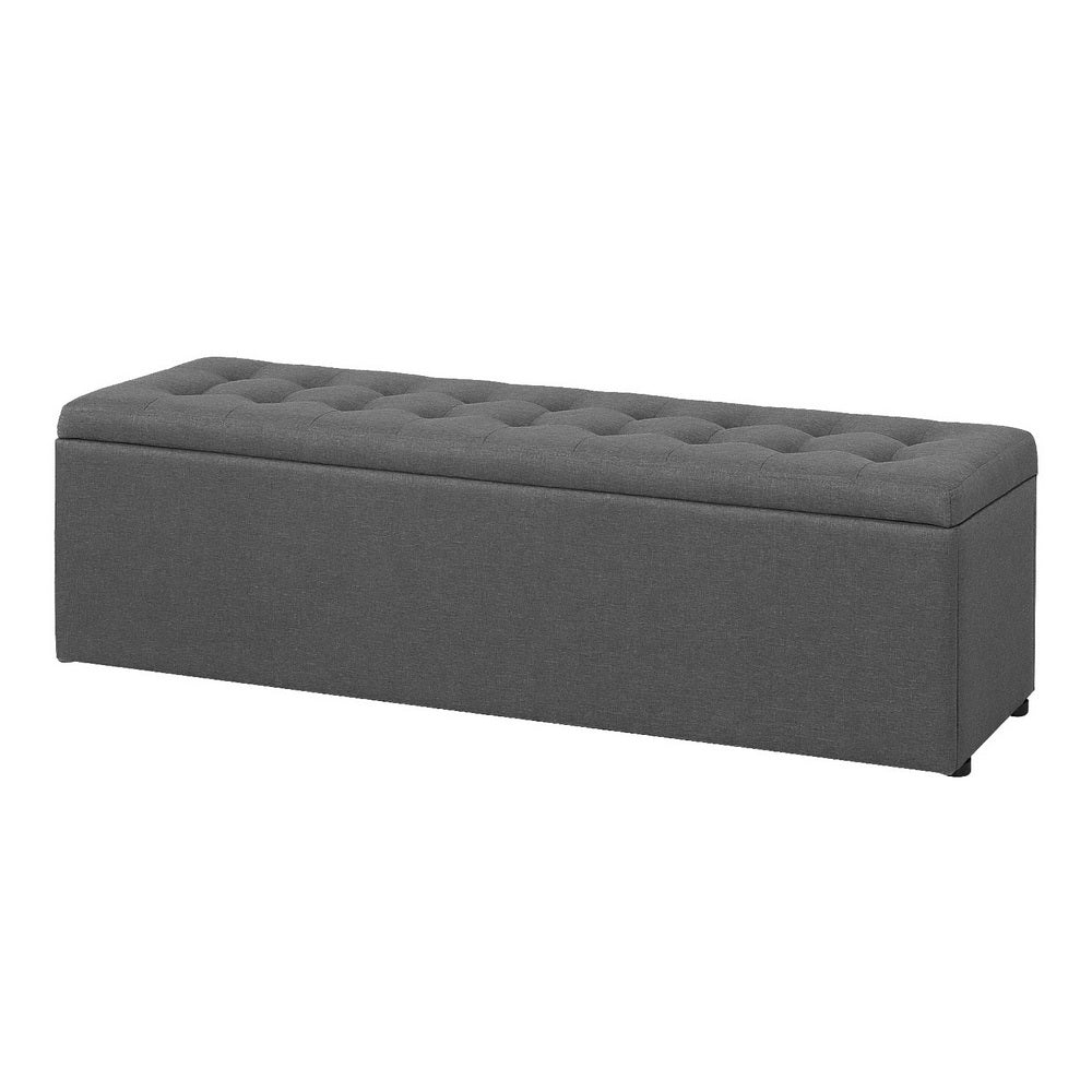 Artiss Storage Ottoman Blanket Box 140cm Linen Dark Grey-Ottomans-PEROZ Accessories