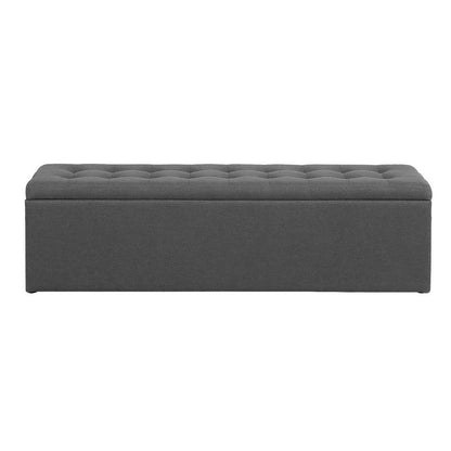 Artiss Storage Ottoman Blanket Box 140cm Linen Dark Grey-Ottomans-PEROZ Accessories
