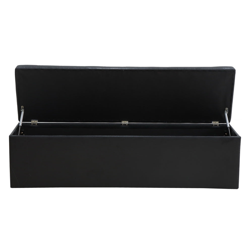 Artiss Storage Ottoman Blanket Box 140cm Leather Black-Ottomans-PEROZ Accessories