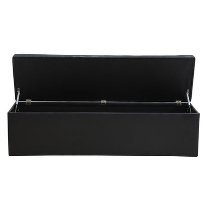 Artiss Storage Ottoman Blanket Box 140cm Leather Black-Ottomans-PEROZ Accessories