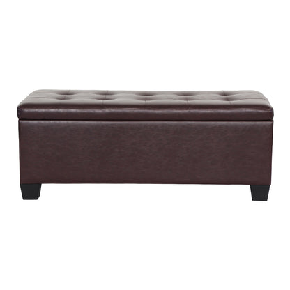 Artiss Storage Ottoman Blanket Box 97cm Leather Brown-Ottomans-PEROZ Accessories