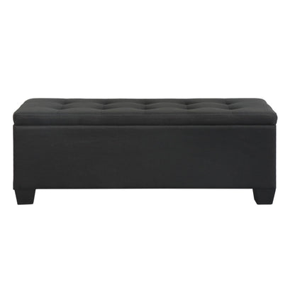 Artiss Storage Ottoman Blanket Box 97cm Linen Black-Ottomans-PEROZ Accessories