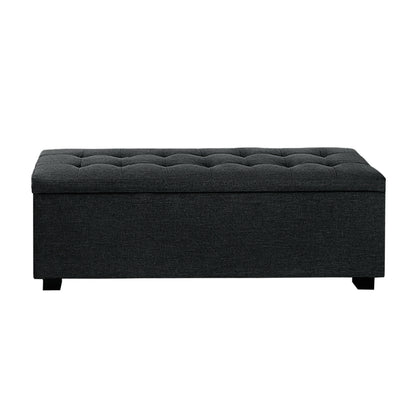 Artiss Storage Ottoman Blanket Box 97cm Linen Charcoal-Furniture &gt; Bedroom-PEROZ Accessories