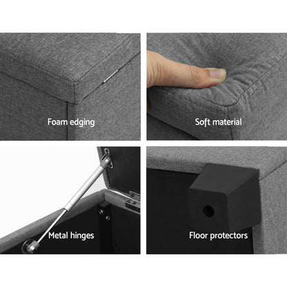 Artiss Storage Ottoman Blanket Box 97cm Linen Grey-Furniture &gt; Bedroom-PEROZ Accessories