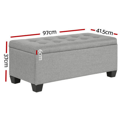 Artiss Storage Ottoman Blanket Box 97cm Linen Light Grey-Ottomans-PEROZ Accessories