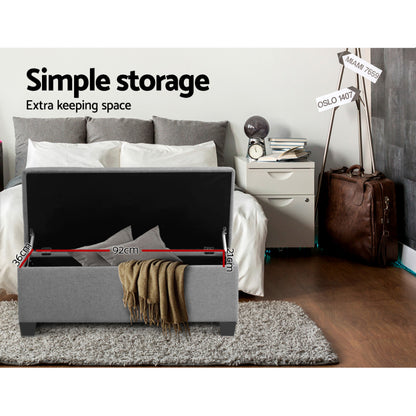 Artiss Storage Ottoman Blanket Box 97cm Linen Light Grey-Ottomans-PEROZ Accessories