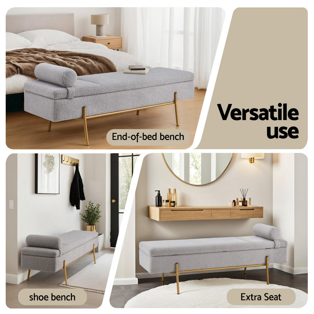 Artiss Storage Ottoman Bed 140cm Pillow Foot Stool-Furniture &gt; Living Room &gt; Ottomans &amp; Footstools-PEROZ Accessories