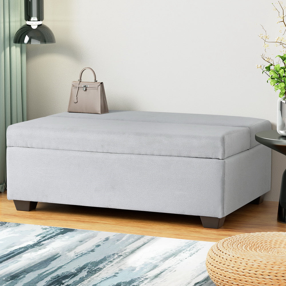 Artiss Ottoman Storage Sofa Bed 112cm Foldable Grey-Furniture &gt; Living Room-PEROZ Accessories