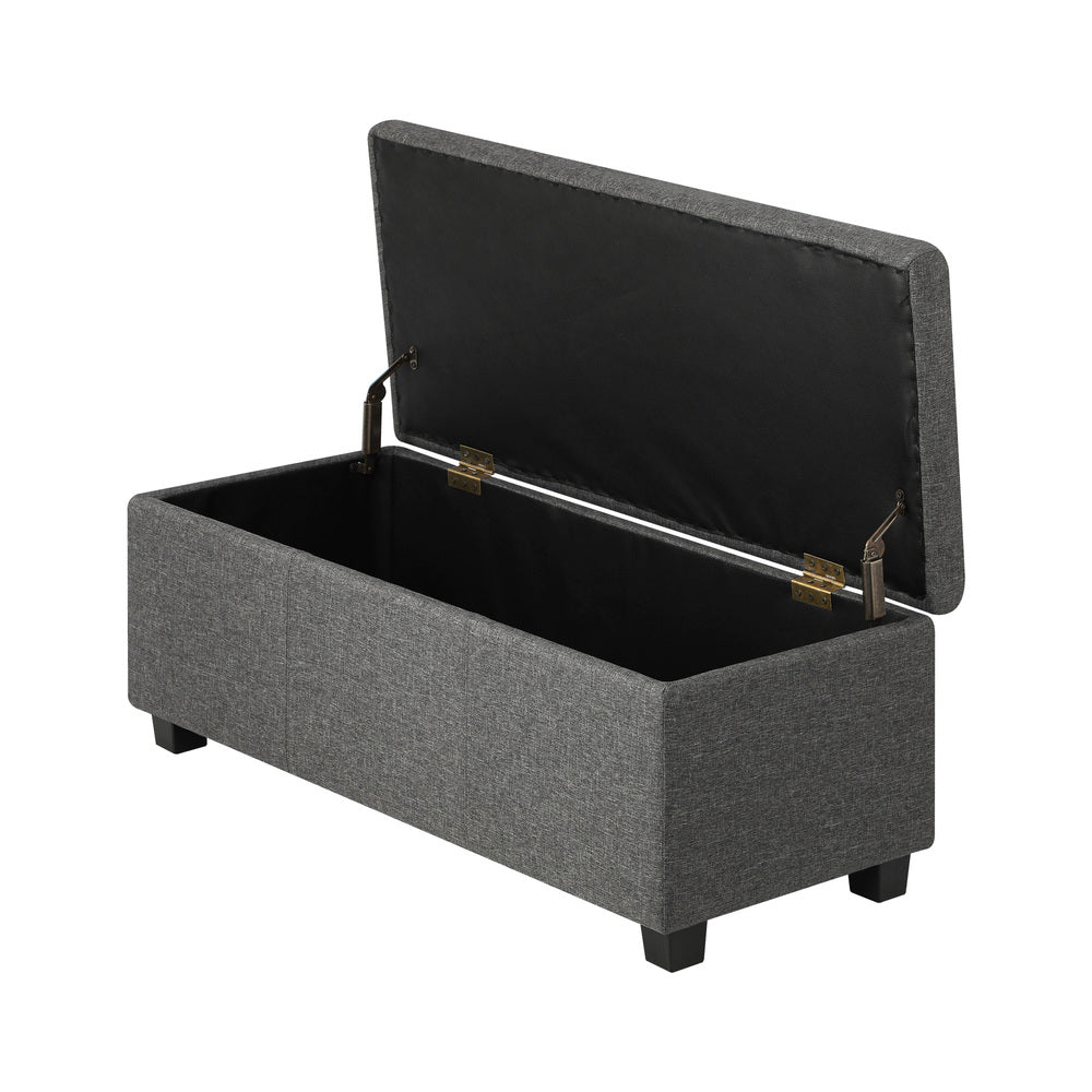 Oikiture Storage Ottoman Blanket Box Linen Fabric Arm Foot Stool Couch Large-Ottomans-PEROZ Accessories