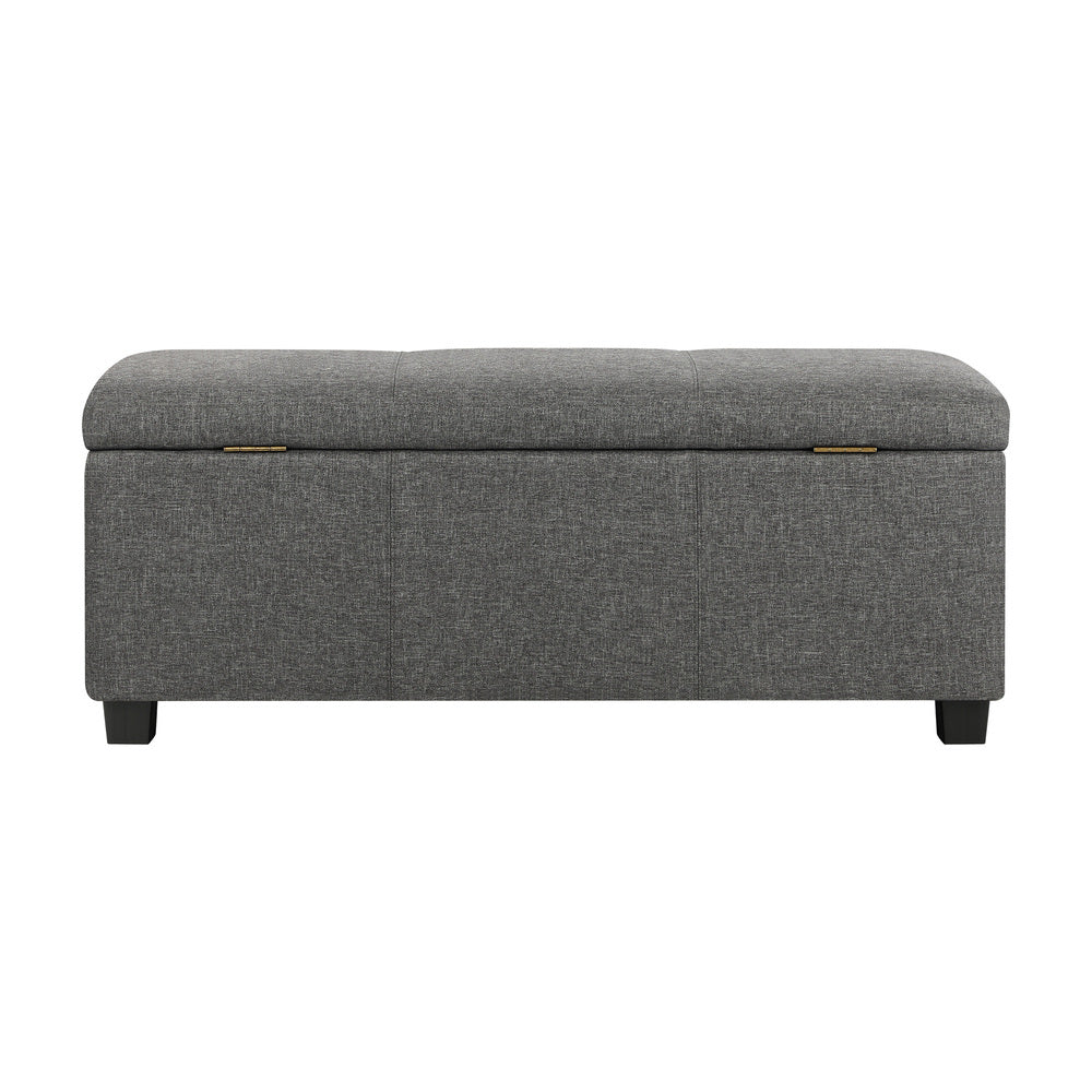 Oikiture Storage Ottoman Blanket Box Linen Fabric Arm Foot Stool Couch Large-Ottomans-PEROZ Accessories