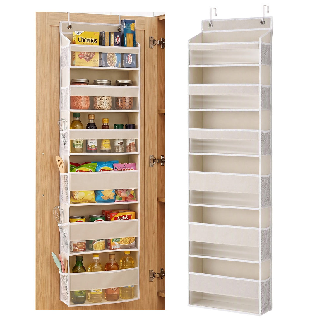Artiss 2X Over Door Storage Hangers Pantry 6-Tier Organiser Pockets Fabric Beige-Home &amp; Garden > Storage > Clothing &amp; Wardrobe Storage-PEROZ Accessories