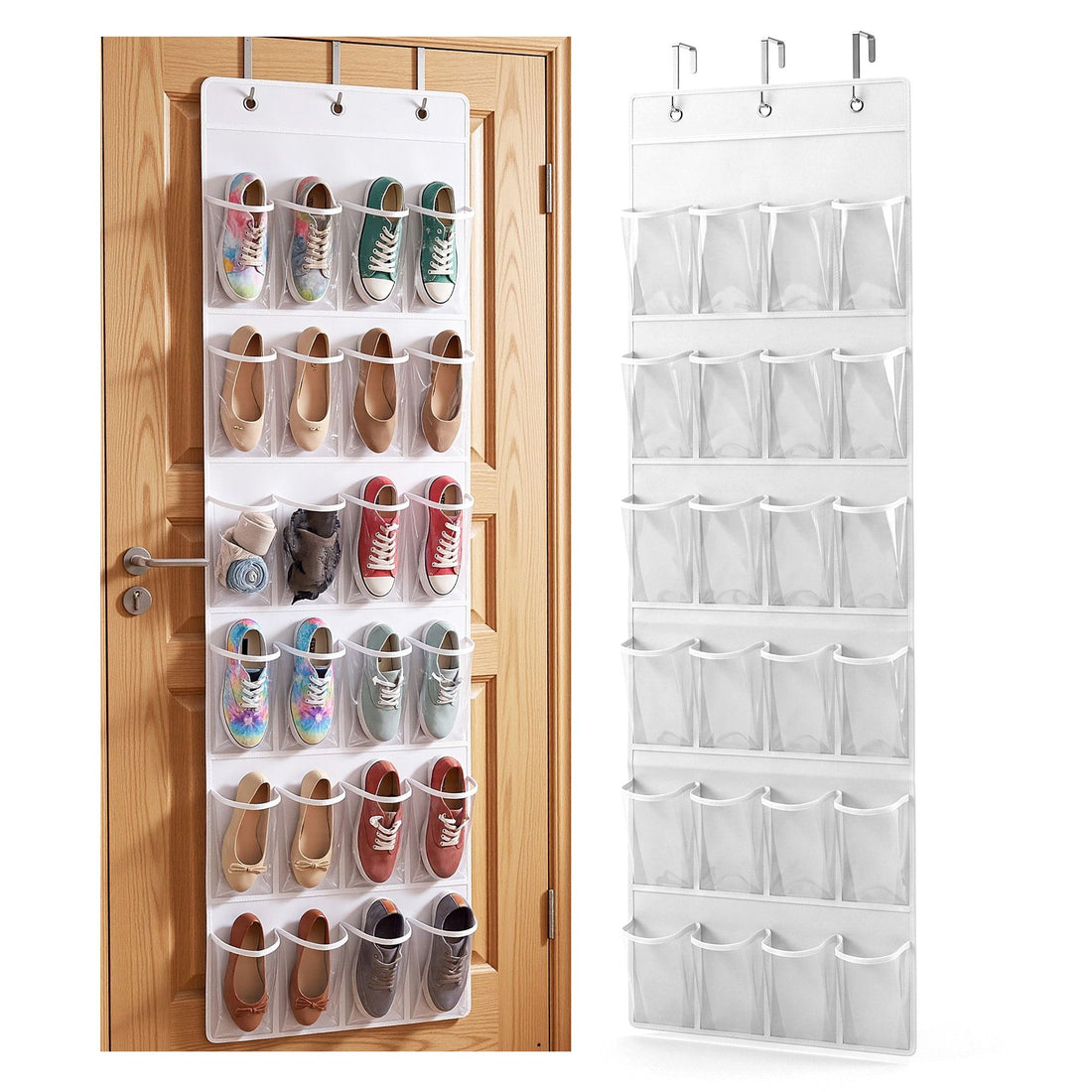 Artiss Over Door Shoe Organiser Storage X2 6-Tier Pantry Hanger 24 Pockets White-Furniture > Living Room > Shoe Storage-PEROZ Accessories