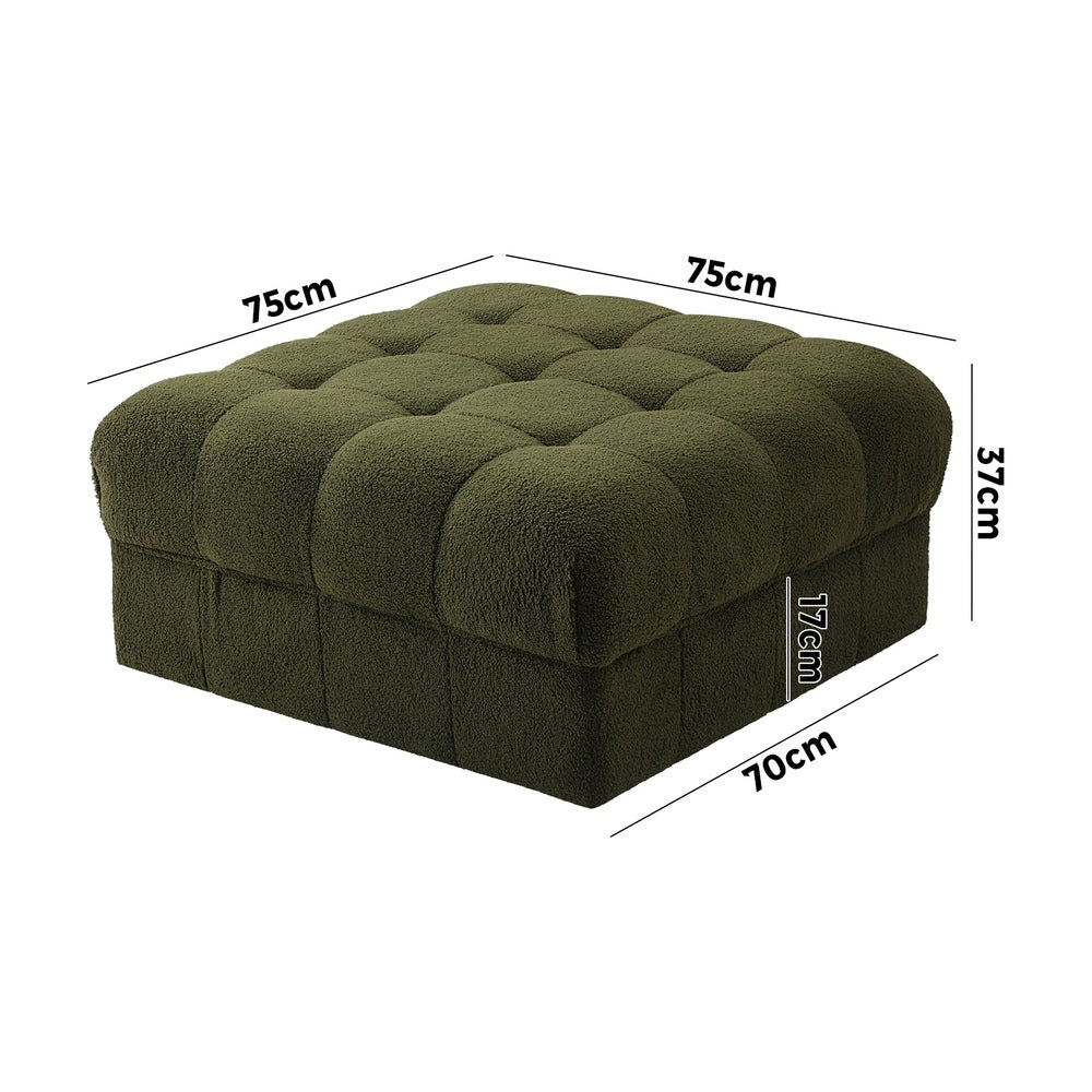 Oikiture 1 Seater Boucle Modular Ottoman Armless TOFU Green-Sofa-PEROZ Accessories