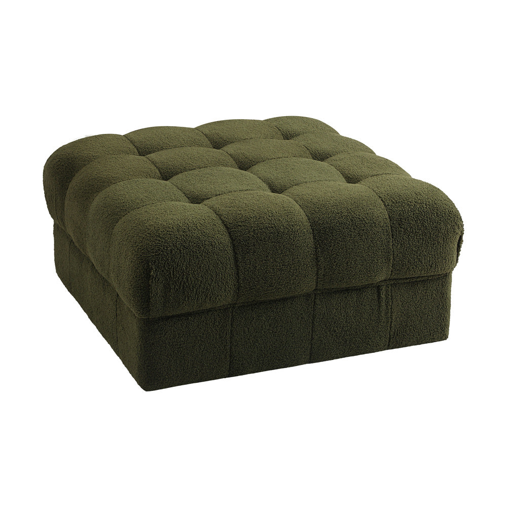 Oikiture 1 Seater Boucle Modular Ottoman Armless TOFU Green-Sofa-PEROZ Accessories