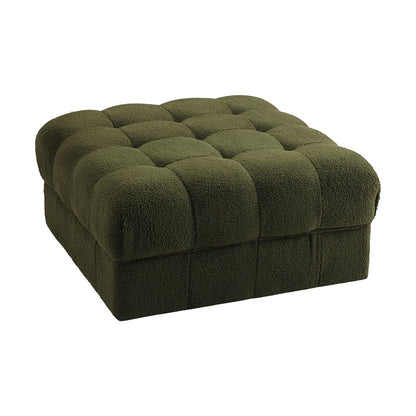 Oikiture 1 Seater Boucle Modular Ottoman Armless TOFU Green-Sofa-PEROZ Accessories