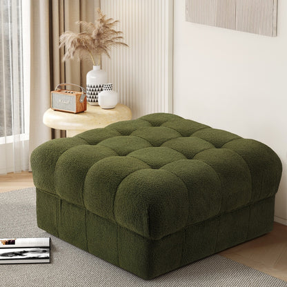 Oikiture 1 Seater Boucle Modular Ottoman Armless TOFU Green-Sofa-PEROZ Accessories