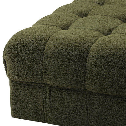 Oikiture 1 Seater Boucle Modular Ottoman Armless TOFU Green-Sofa-PEROZ Accessories