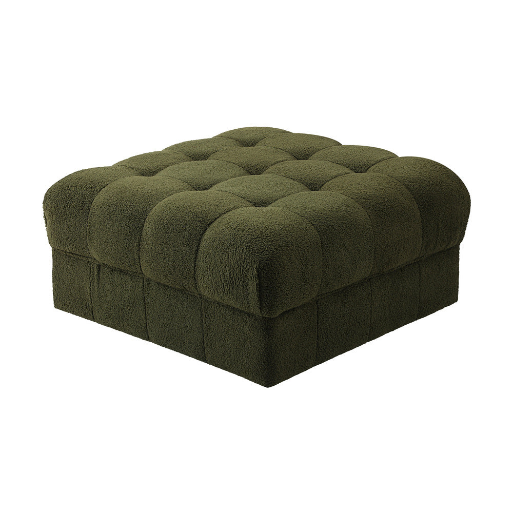 Oikiture 1 Seater Boucle Modular Ottoman Armless TOFU Green-Sofa-PEROZ Accessories