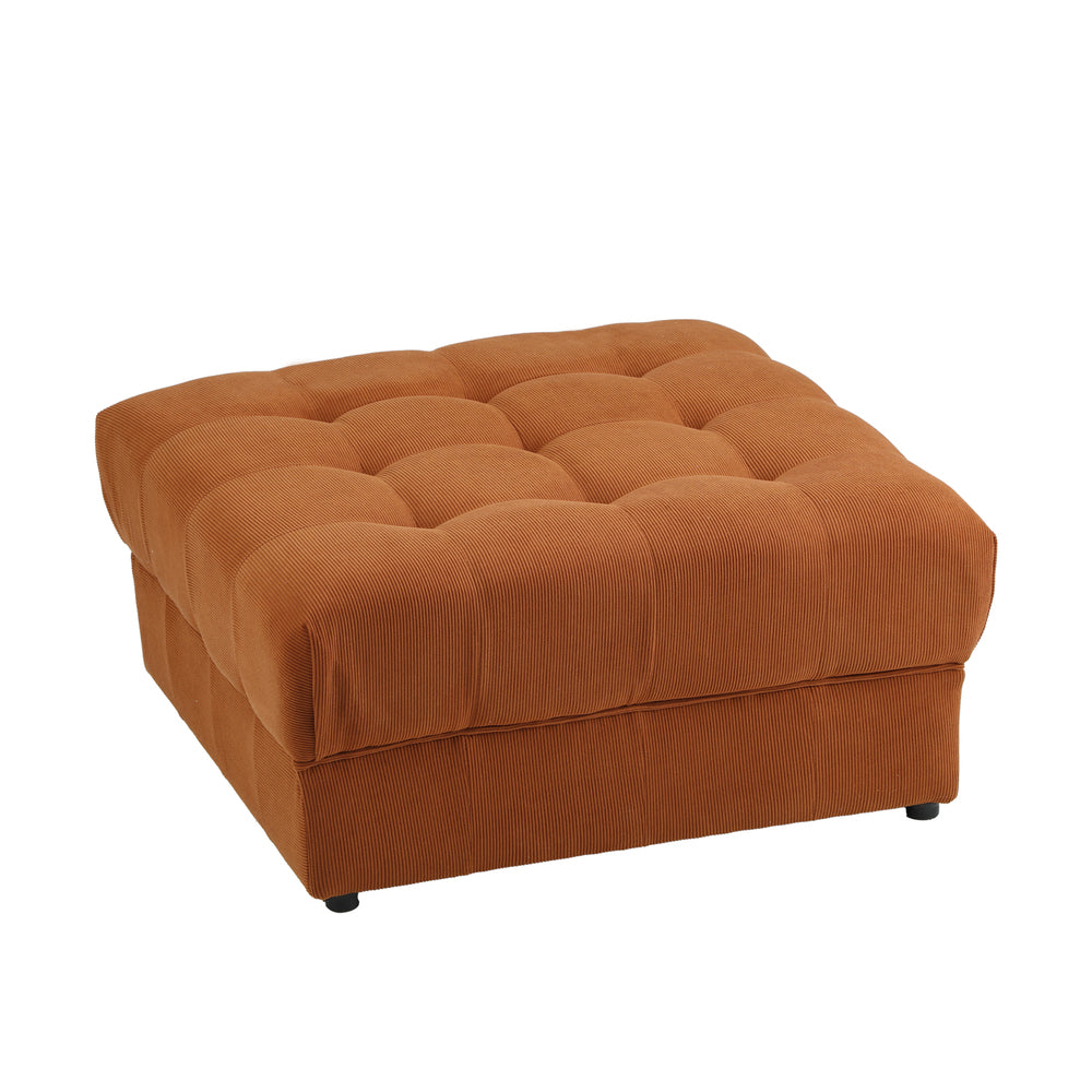 Oikiture 1 Seater Velvet Modular Ottoman Armless TOFU Brown-Armchair-PEROZ Accessories