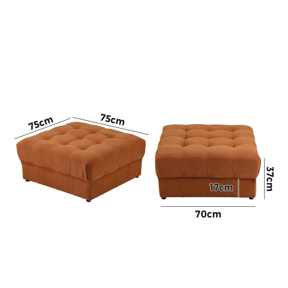Oikiture 1 Seater Velvet Modular Ottoman Armless TOFU Brown-Armchair-PEROZ Accessories