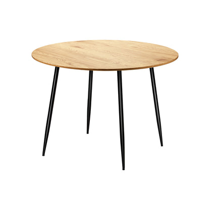 Oikiture 110cm Round Dining Table With Metal Legs Wooden Black-Dining Table-PEROZ Accessories