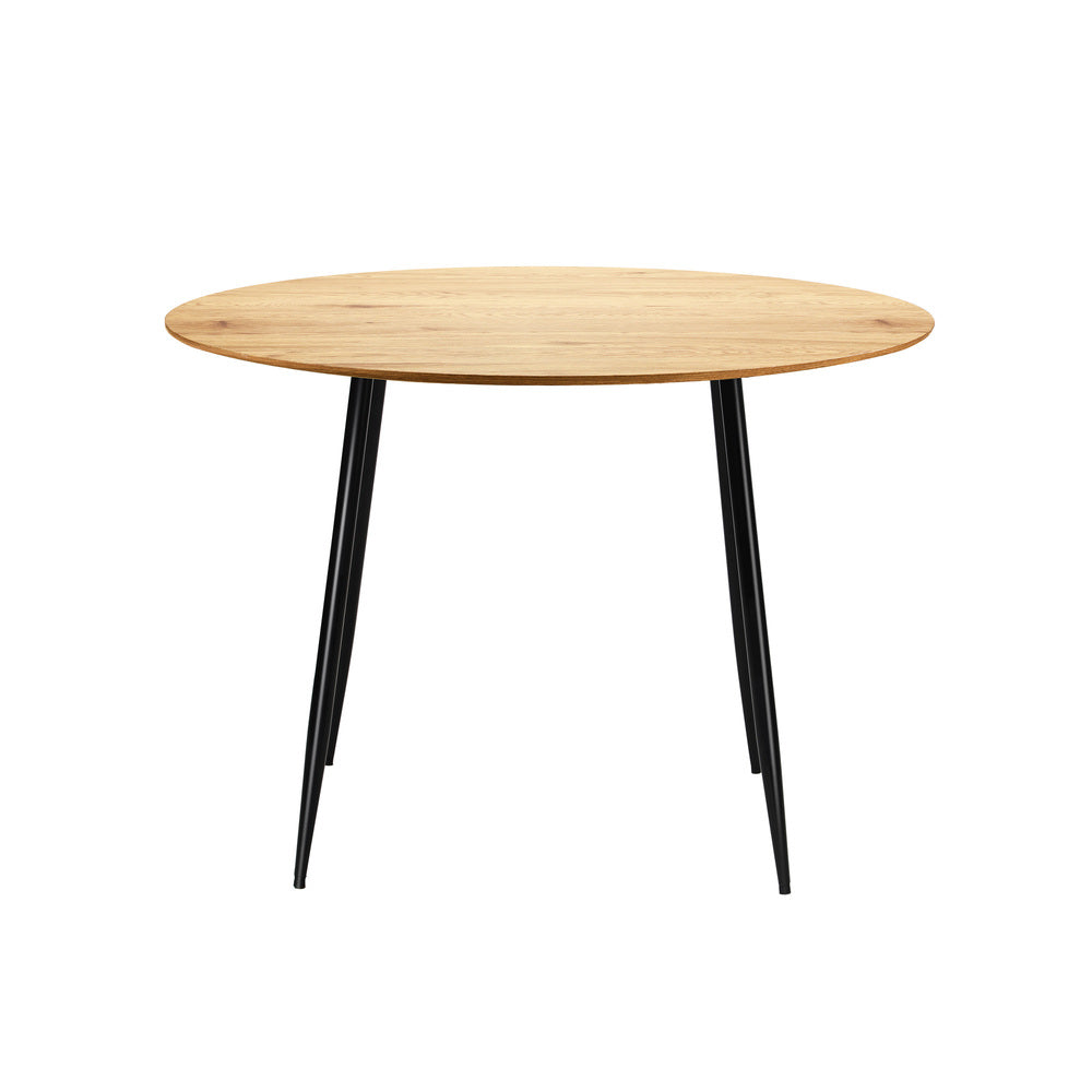 Oikiture 110cm Round Dining Table With Metal Legs Wooden Black-Dining Table-PEROZ Accessories