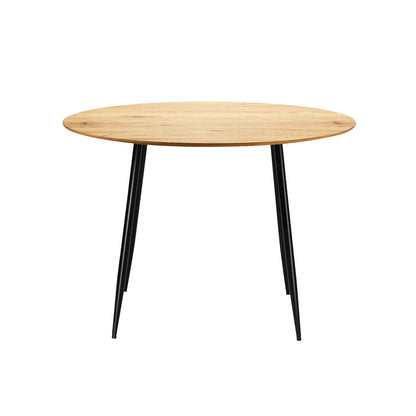 Oikiture 110cm Round Dining Table With Metal Legs Wooden Black-Dining Table-PEROZ Accessories