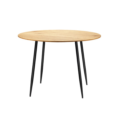 Oikiture 110cm Round Dining Table With Metal Legs Wooden Black-Dining Table-PEROZ Accessories