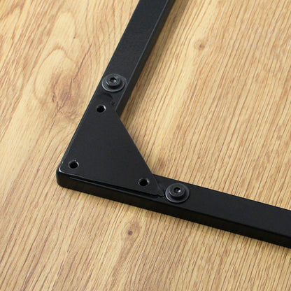 Oikiture 110cm Round Dining Table With Metal Legs Wooden Black-Dining Table-PEROZ Accessories