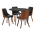 Oikiture 110cm Round Dining Table with 4 Chairs Faux Leather Black-Dining Set-PEROZ Accessories