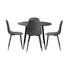 Oikiture 110cm Round Dining Table with 4PCS Dining Chairs PU Grey & Black-Dining Set-PEROZ Accessories