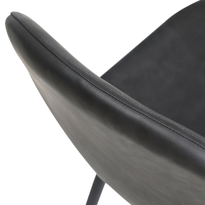 Oikiture 110cm Round Dining Table with 4PCS Dining Chairs PU Grey &amp; Black-Dining Set-PEROZ Accessories